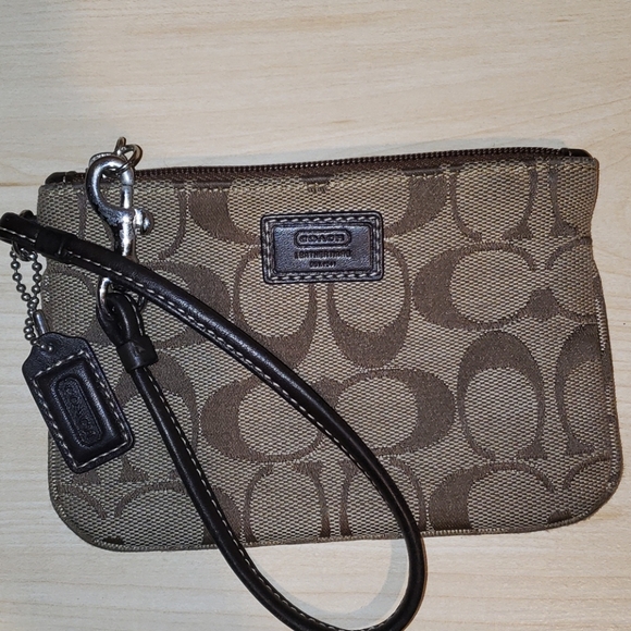 Coach Handbags - Coach Signature Wristlet - Tan and Brown